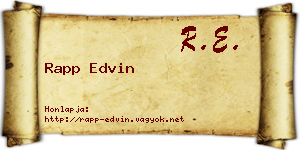 Rapp Edvin névjegykártya